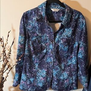 CJ Banks Blue and Purple Floral Jacket